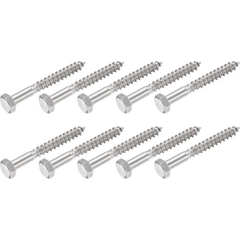 Hex Tirefond Vis (M8x70mm)10pcs, 304 Inox Acier Autotaraudeurs Bois Boulons - pour Ménage Applications (1/5)