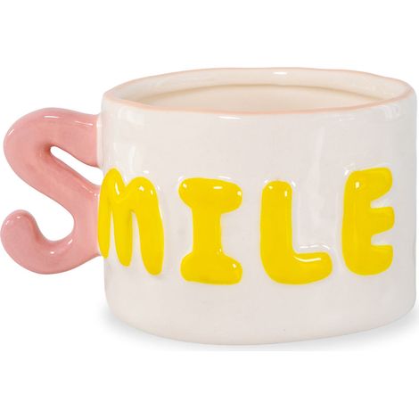 Tazza Colazione 440 ml Decoro Smile Giallo Rosa WD LIFESTYLE