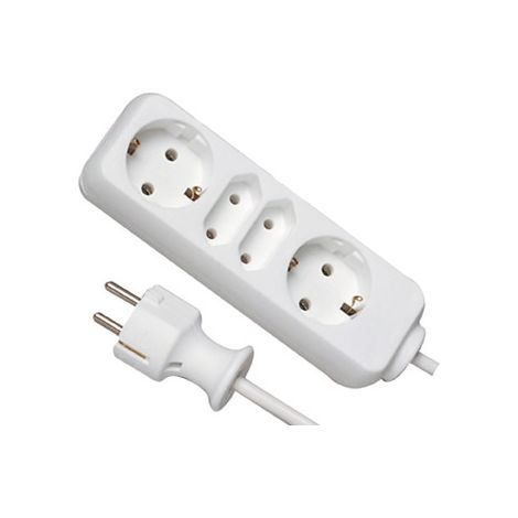 Alargador eléctrico 2+2 tomas- 1,4 m blanco (por 15)