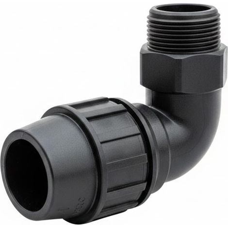 Gomito filettato Maschio PE  Accessorio per tubi in polietilene  Misure da 20mm a 90mm