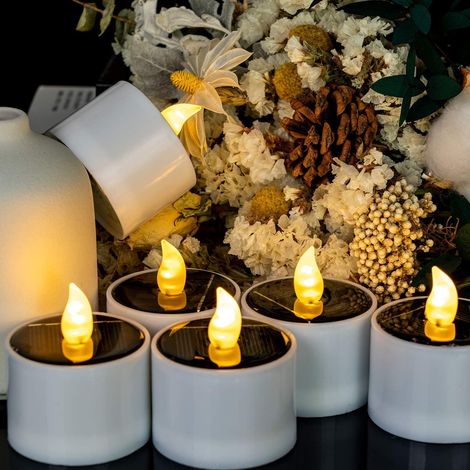 Bougies solaires extérieures étanches, bougies chauffe-plat LED pour décoration de jardin (1/2)