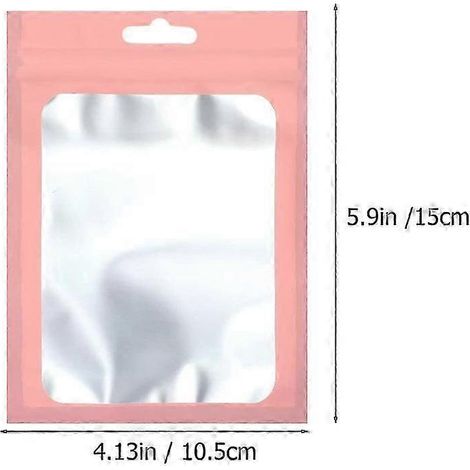 Sachets alimentaires réutilisables avec fermeture hermétique, en polyéthylène (PE), avec fenêtre transparente, lot de 100 sachets roses pour la conservation des aliments. (1/4)