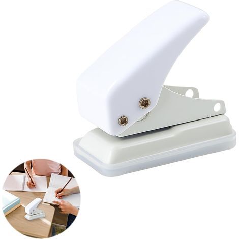 Mini Perforatrice 1 Trou – Perforateur Monotrou pour 10 Feuilles, Bureau, Maison, Reliure, Albums Photo, Livres Souvenirs, Compact et Léger (Blanc) (1/5)