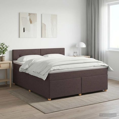 vidaXL Lit boxspring avec matelas Marron foncé 140 x 190 cm Tissu (1/5)