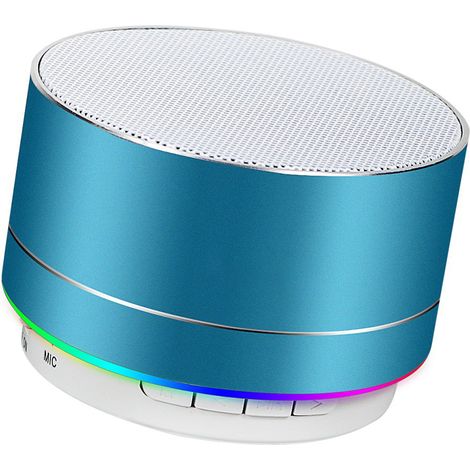 Enceinte Portable Sans Fil - Bluetooth - Haut-Parleur Mini avec Micro Intégré - Lecteur Carte TF - FM - Lumières LED - 45 mm - 4 h Autonomie - Pour Maison et Voyage