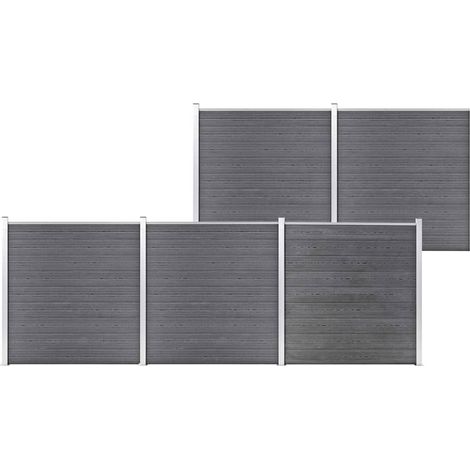 Clôture de jardin WPC 872x186 cm Gris (1/5)