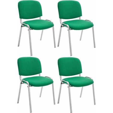 4er Set Stühle Ken Chrom Stoff grün