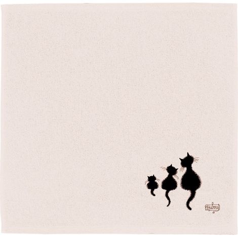 Carré Éponge Absorbant en Coton pour Cuisine et Surfaces Motif 3 Chats Ivoire 50 x 50 cm - PANGIVO