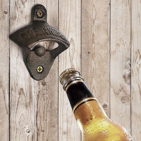 Décapsuleur mural en bois avec capteur de bouchon, style vintage, pour la maison, la cuisine, le jardin, la terrasse et la caravane, intérieur et extérieur (1/5)