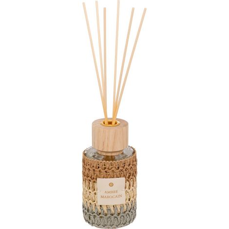 Duftspender Zaya 220ml Glas und Naturfasern bernsteinfarben - Atmosphera créateur d'intérieur