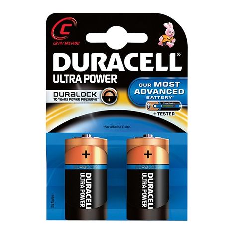 Duracell - Pile alcaline blister x2 Duracell Ultra Power LR14 - C 1.5V 7750mAh