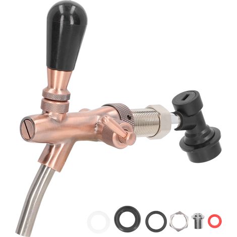 Robinet de bière G5/8, robinet en laiton et acier inoxydable réglable avec connecteur rapide, Bronze rouge (1/5)