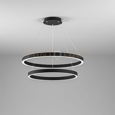 CRISEIDE S/2G -LAMPADARIO A SOSPENSIONE 2 LUCI NERO A LED 3000K 3800LM 75W(35W+40W) DIMMERABILE
