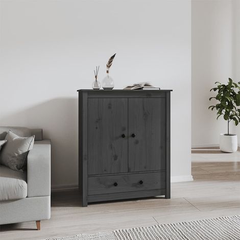 Buffet Meuble de rangement Commode Gris 83x41,5x100 cm Bois massif de pin 11230 (1/5)