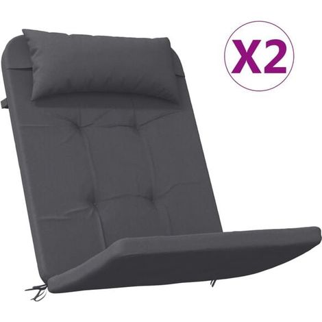 Coussins pour chaise Adirondack, ensemble de deux pièces, tissu Oxford gris anthracite. (1/5)