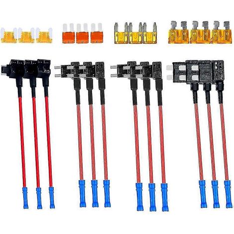 Kit de 12 adaptateurs de fusibles 12 V pour voiture / porte-fusibles à lames doubles mini ATC (1/5)