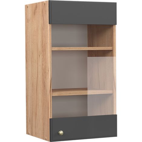 Küchenglasschrank Fame-Line, Anthrazit-Gold, 40 cm, Vicco