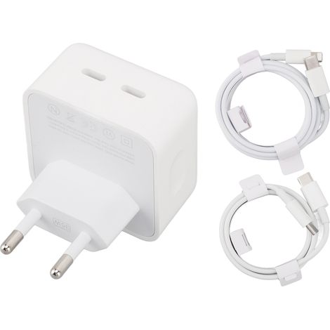 Chargeur rapide 35W PD double port USB-C avec câble Type C, adaptateur secteur pour Android et iPhone, fiche UE 100-240V, chargeur de téléphone à 2 ports. (1/5)