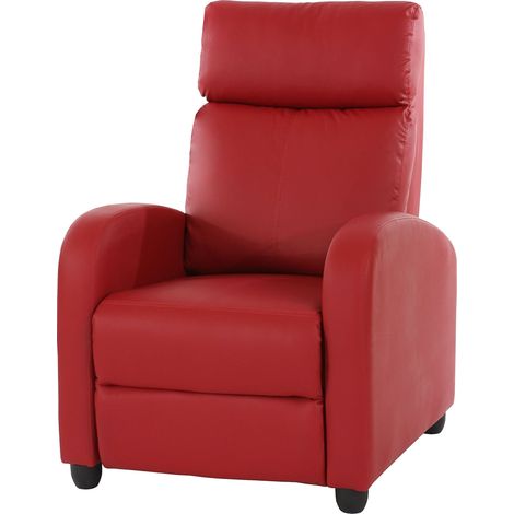 Fauteuil relax inclinable avec repose pieds et fonction allongée simili cuir rouge 040011483
