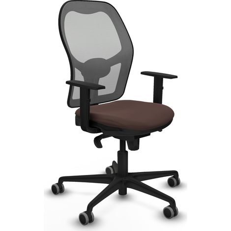 Jorquera sincro malla gris similpiel marrón oscuro brazos 1D base nailon ruedas 65mm engomada (1/5)