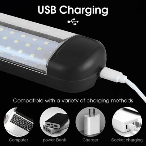 2 Lampes de travail LED, 1000 lumens, rechargeable USB, base magnétique, crochet 360°, atelier auto (1/5)