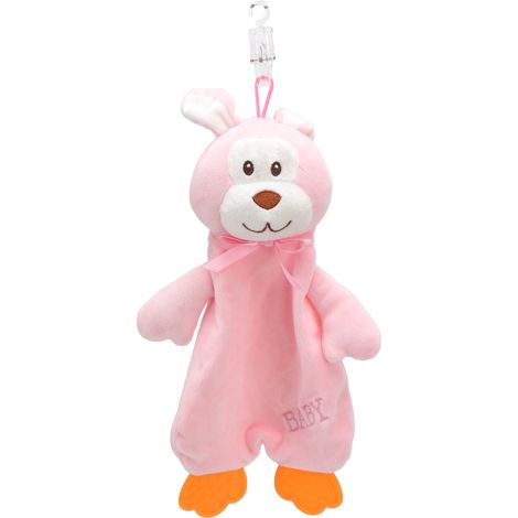 Couverture de sécurité bébé douce et colorée - Serviette de confort multifonction pour nourrissons dès 3 mois - Lapin rose (1/5)