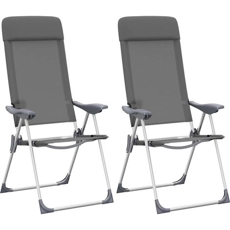 Chaises de camping pliables lot de 2 Gris Aluminium (1/5)