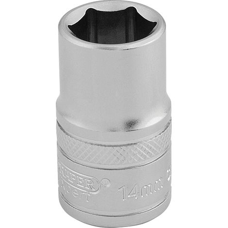 Draper 14mm 6-Point Socket for 1/2" Drive – Micro Satin Chrome Finish, Metric Size, Model 16604 (1/5)