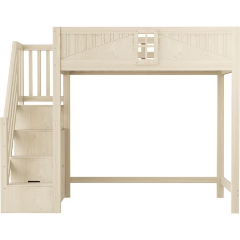 CAIziLit mezzanine en bois massif, 90 x 200 cm, avec porte de sécurité. (1/5)