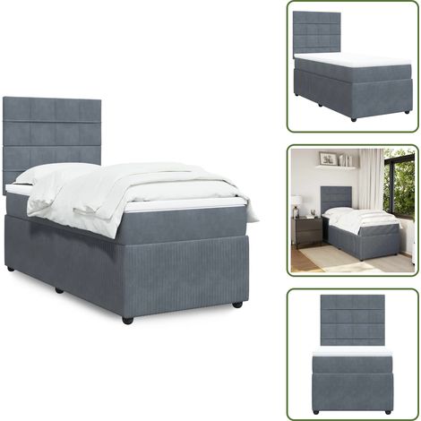 Boxspringbett mit Matratze Dunkelgrau 90x200 cm Samt - Boxspringbett - Boxspringbetten - Bett - Betten (1/5)