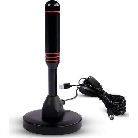 Antenne TV Puissante pour Intérieur et Extérieur, DVB-T2 DTMB Rotation 360° avec Base Magnétique, Antenne TNT HD, TNT Amplificateur Signal Prendre en Charge de TV 4K 1080P VHF HDTV Gratuites (1/5)
