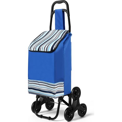 VOUNOT® Einkaufstrolley Klappbar mit 6 Räder, Treppensteiger 32L, Blau