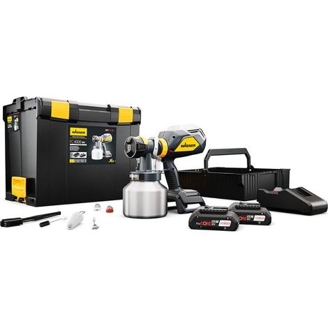 Wagner – Pistolet à peinture sans fil 18V – Moteur brushless 370W – Pression 0.2 bars – Réservoir 1000ml – Accessoire FineSpray inclus
