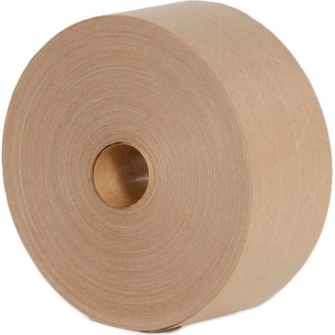 Ruban Adhésif Kraft Renforcé Activé à l Eau - 69 mm x 50 m - Pour Emballage Carton - 4 Rouleaux (1/5)
