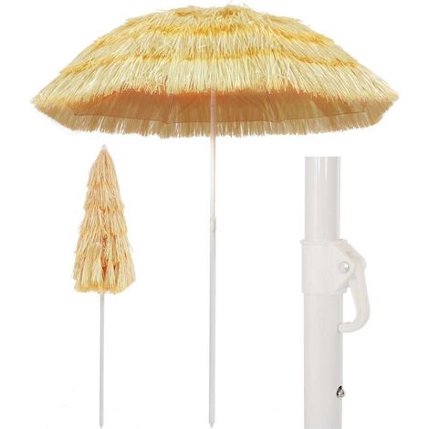 vidaXL Ombrellone da Spiaggia Naturale 180 cm in Stile Hawaiano (1/4)