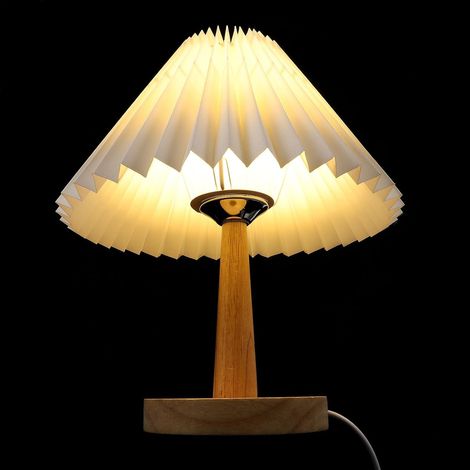Veilleuse Décorative Rétro Abat-jour Plissé Beige (1/5)