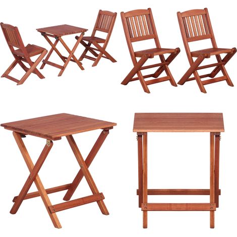 Ensemble de bistro 3 pcs pour enfants Bois d'eucalyptus solide - Meubles De Jardin Enfant - Set Bistrot Enfant - Salon De Jardin Enfant - Table Et Chaises Enfant - Meubles Pliables Enfant - Home & Liv (1/5)