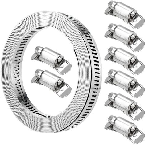 Collier De Serrage Collier À Vis Sans Fin En Acier, Sangle Collier De Serrage Avec Attaches Longueur De 3,5m Et 8 Pcs Sangles (1/5)
