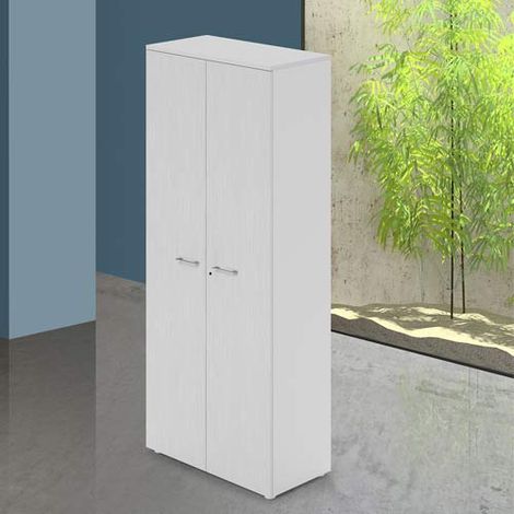 Armadio ufficio in legno bianco con serratura. (1/2)