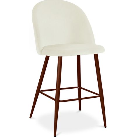 Sgabello imbottito in velluto - Design scandinavo - 66cm - Evelyne Crema