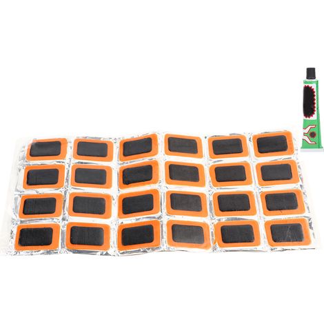 Lot de 48 pièces de rustines caoutchouc pour pneu vélo avec colle, kit réparation crevaison chambre à air vélo (1/5)