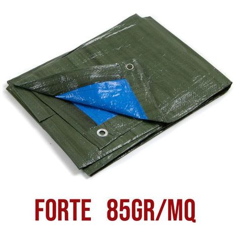 TELO OCCHIELLATO 85 gr VERDE BLU IMPERMEABILE COPRITUTTO MULTIUSO MISURA 4x5mt STI