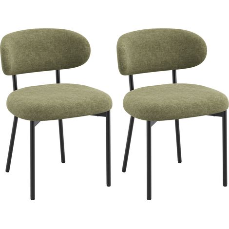 COLAMY Lot de 2 chaises de salle à manger avec dossier et pieds en métal – Chaises modernes rembourrées en tissu pour cuisine, salle à manger ou salon,vert (1/5)