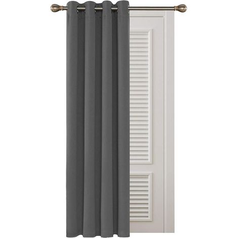 Rideaux occultants isolants, 132x160 cm (L x H), rideaux salon et chambre, design moderne, avec œillets, gris clair, 1 pièce