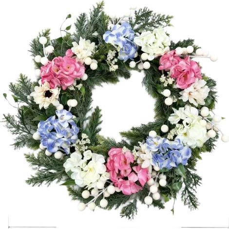 Guirlande Florale Artisanale pour en Hydrangea pour Décoration Intérieure, Faite Main, 45x45 cm, pour idéal pour Maison, Hôtel et Restaurant(45cm) (1/5)