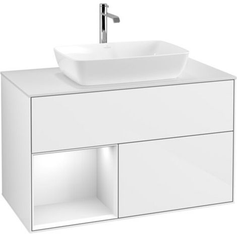 V&B Waschtischunterschrank Wandbeleuchtung Finion 100, Pl w m, Rg glo wh. Lac, glo wh. Lac (1/2)