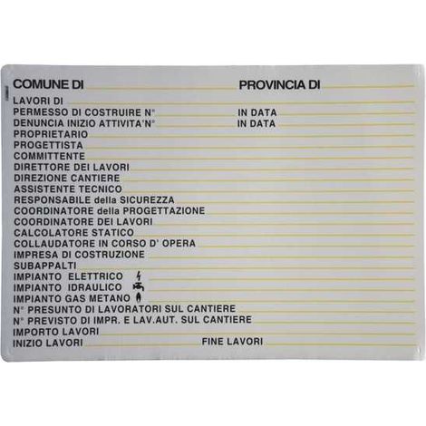 Cartello Concessione Edilizia 98X 68 Plastica