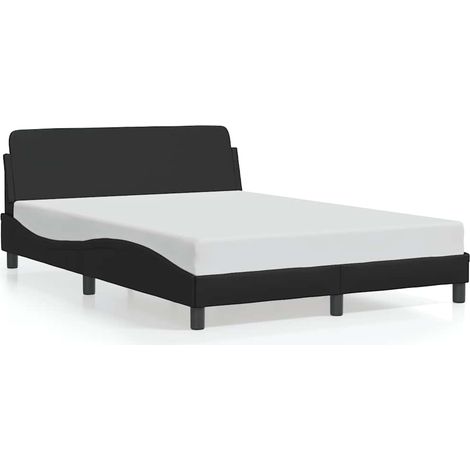 Lit double Lit adulte Cadre de lit Dover noir 140x190 cm similicuir (1/5)