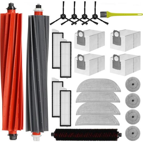 26 Stück Zubehör kompatibel mit Roborock S8 MaxV Ultra / S8 Pro UItra Saugroboter, 2 Hauptbürste 4 Staubbeutel 4 Wischtücher 4 Filter 4 Seitenwischer 4 Seitenbürsten, S8 Zubehörset Ersatzteile (1/5)