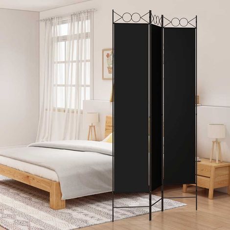 Cloison de séparation 3 panneaux Noir 120x220 cm Tissu (1/5)